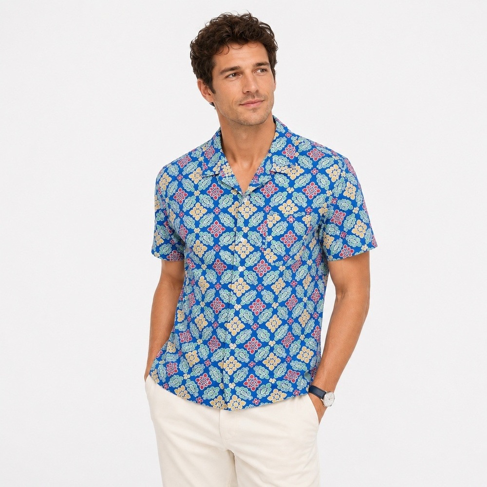 NWT J. Crew Hawaiian Floral 100% Slub Cotton Camp Shirt Print M